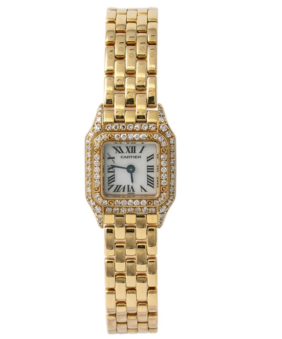 Cartier Panthere Mini 2360 W25034B9 Aftermarket Diamond 18K YG Quartz Watch 22mm (1 of 5)