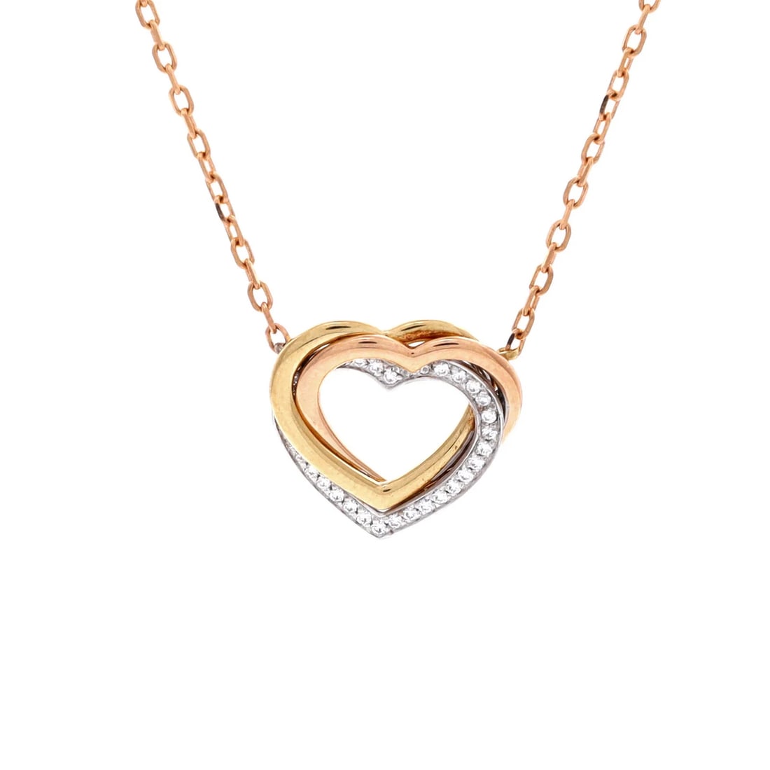 Cartier Trinity de Cartier Heart Pendant Necklace 18K Tricolor Gold: Condition: Pre-owned - Good,Brand: Cartier,Main Stone: Diamond,Metal: 18K Tri Colored Gold,Metal Purity: 18K,Style: Pendant,Type: Necklace,Color: Tricolor Gold,Material: 18K Rose Gold, 18K White Gold,