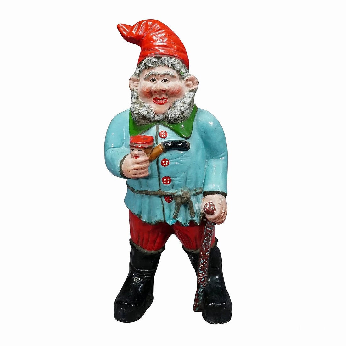 Large Terracotta Garden Gnome with Pipe, Germany ca. 1920s (1 of 6)