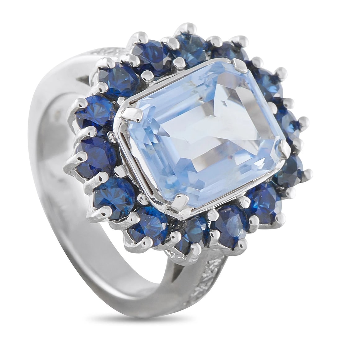 14K White and Yellow Gold 0.08ct Diamond and Sapphire Ring: Condition: Pre-owned - Good: This item has been gently used but is in good condition. It might have a few signs of wear, like light scratches or tarnishing. All imperfections should be shown and descr