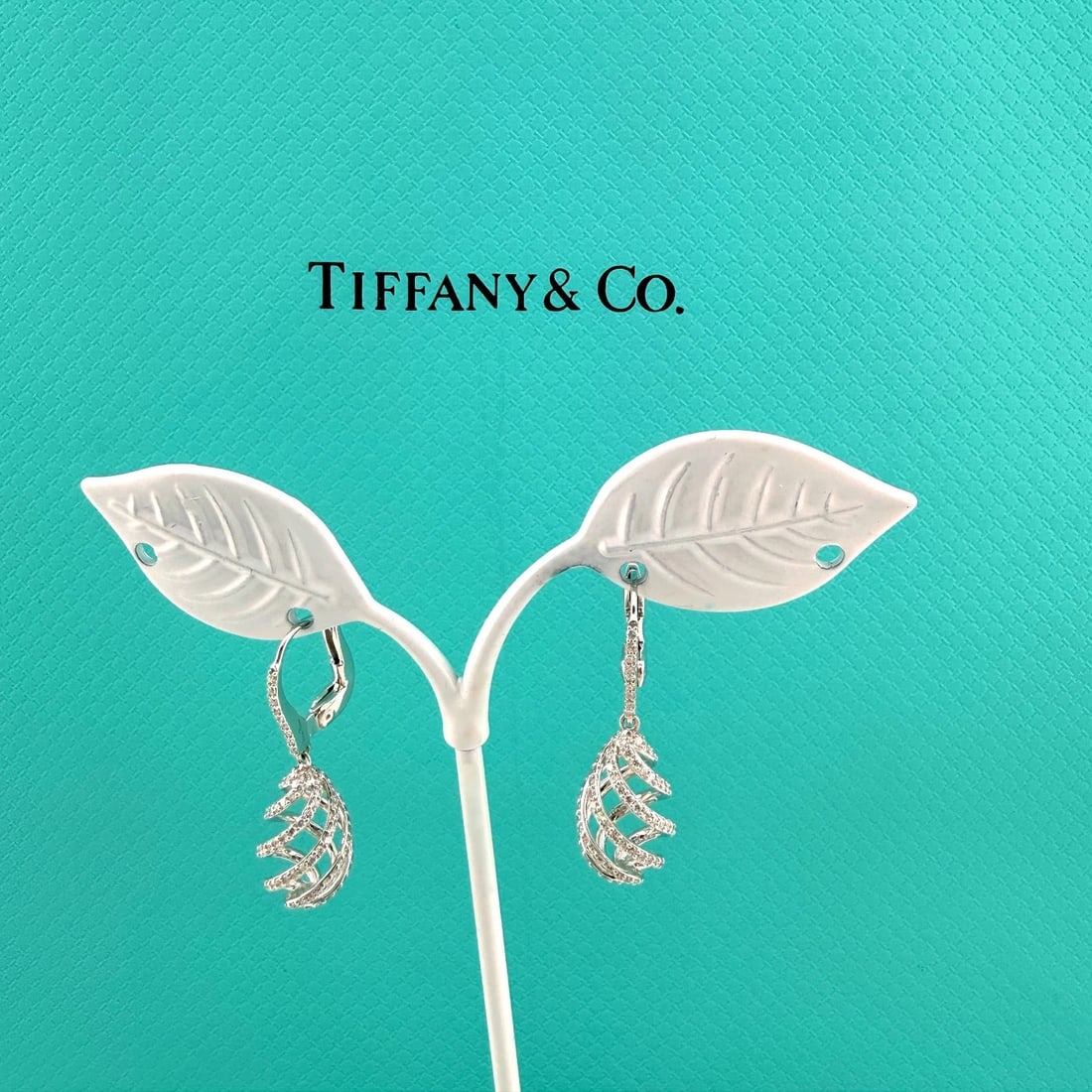 Tiffany & Co Paloma Picasso Venezia Luce Diamond Swirl Drop Earrings 18k WG: Condition: Pre-owned - Good,Antique: No,Shape: Round,Main Stone Creation: Natural,Signed: Yes,Cut Grade: Excellent,Main Stone Color: White/Colorless,Metal: Platinum,Materials sourced from: United Stat