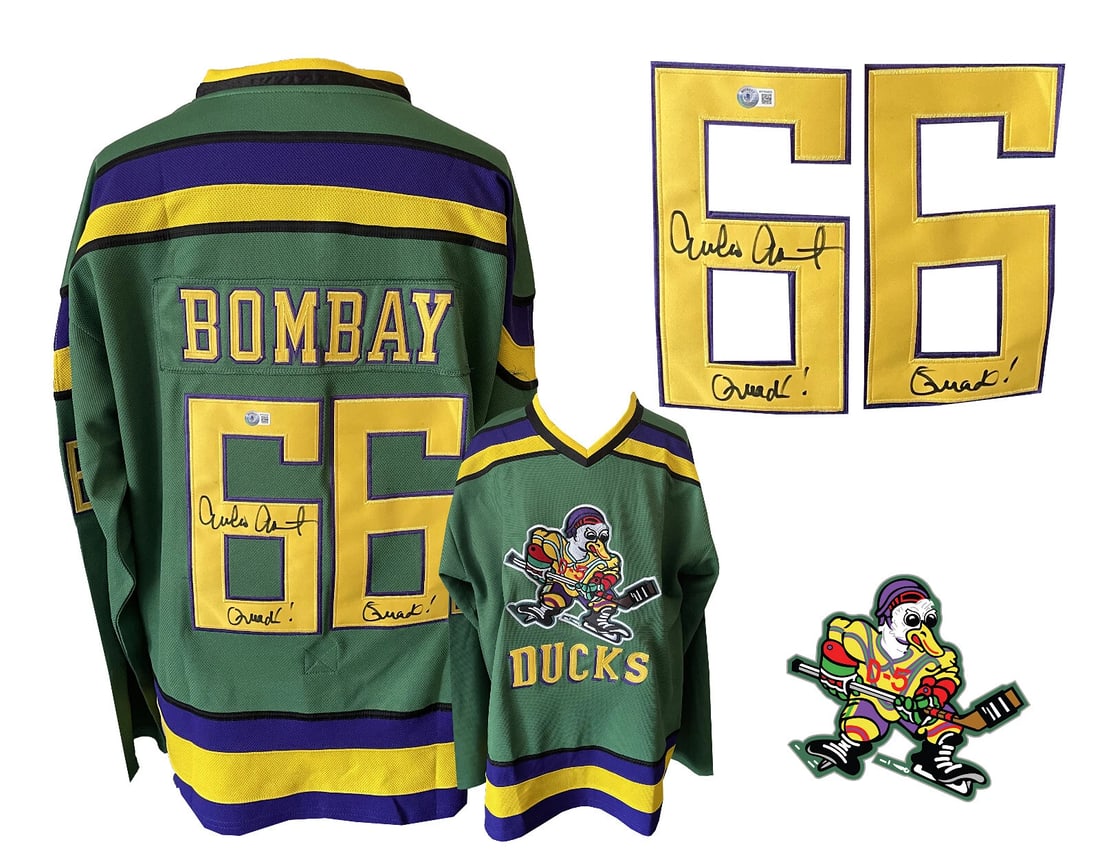 EMILIO ESTEVEZ THE MIGHTY DUCKS SIGNED JERSEY AUTOGRAPH BECKETT BAS COA QUACK: Country of Origin: Jersey,Original/Reproduction: Original,Signed by: EMILIO ESTEVEZ,Autograph Authentication: Beckett,Industry: Movies