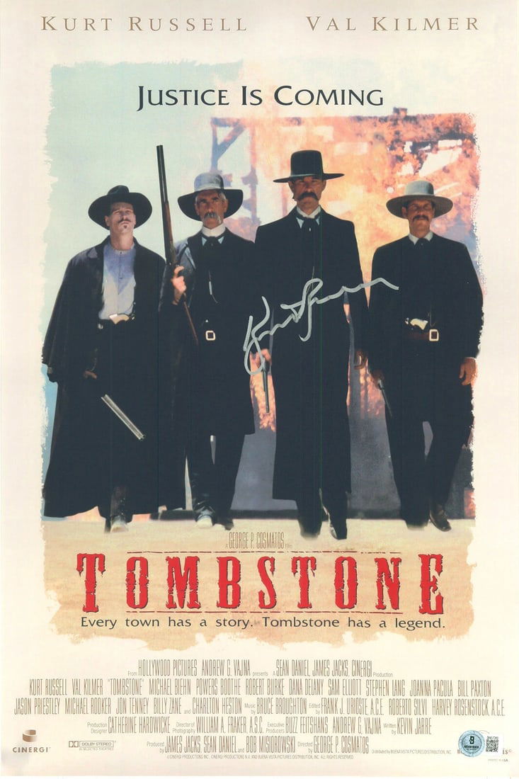 KURT RUSSELL SIGNED AUTOGRAPH TOMBSTONE 12X18 MINI MOVIE POSTER BECKETT BAS: Country of Origin: United States,Industry: Movies,Movie: TOMBSTONE,Signed by: KURT RUSSELL,Size: 12X18,Autograph Authentication: Beckett,Object Type: Photograph,Original/Reproduction: Original