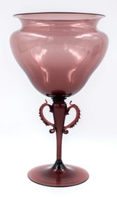 Antique Murano Venetian Art Glass Vase - Purple, Circa 1900 with Handles