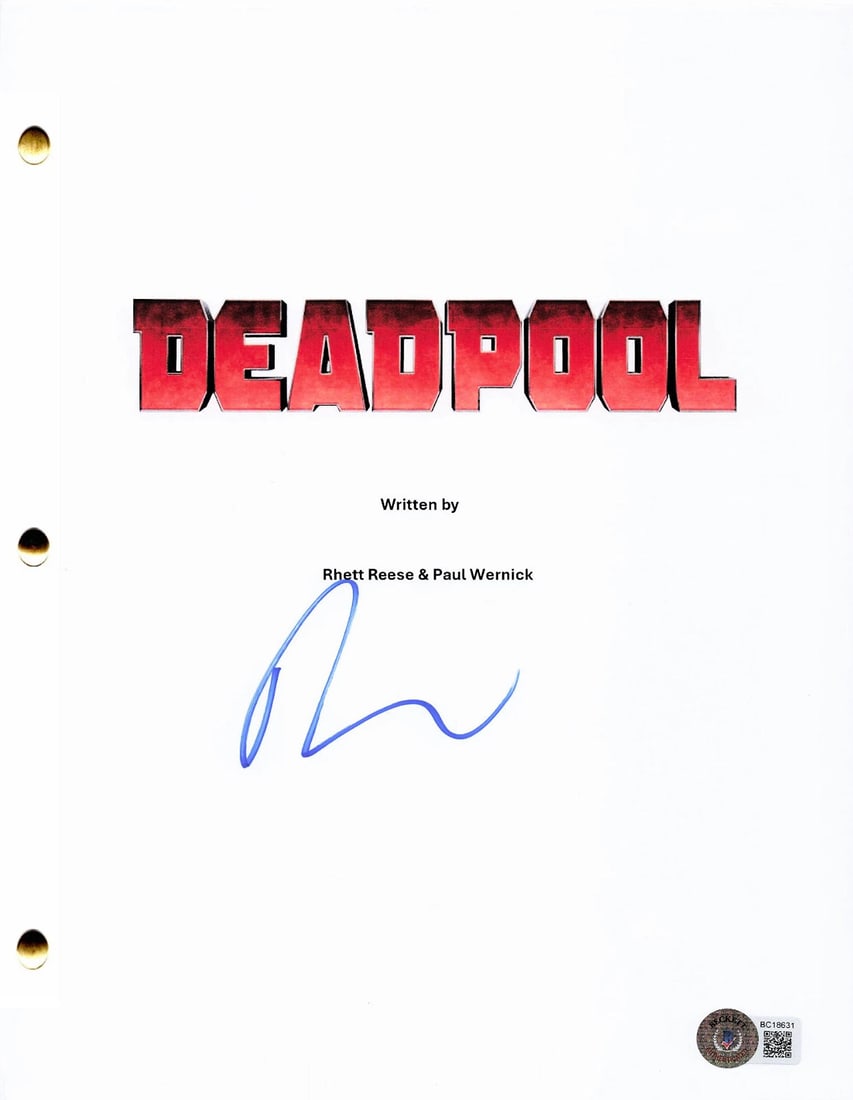 RYAN REYNOLDS SIGNED AUTOGRAPH DEADPOOL FULL SCRIPT BECKETT BAS MARVEL: Personalize: No,Industry: Movies,Movie: DEADPOOL,Signed by: RYAN REYNOLDS,Signed: Yes,Autograph Authentication: Beckett,Original/Reproduction: Original,Country of Origin: United States