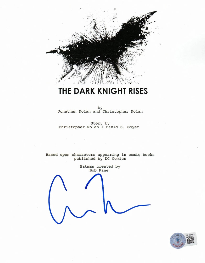 CHRISTOPHER NOLAN SIGNED AUTOGRAPH THE DARK KNIGHT RISES FULL SCRIPT BECKETT: Industry: Movies,Signed by: CHRISTOPHER NOLAN,Autograph Authentication: Beckett,Original/Reproduction: Original,Country of Origin: United States