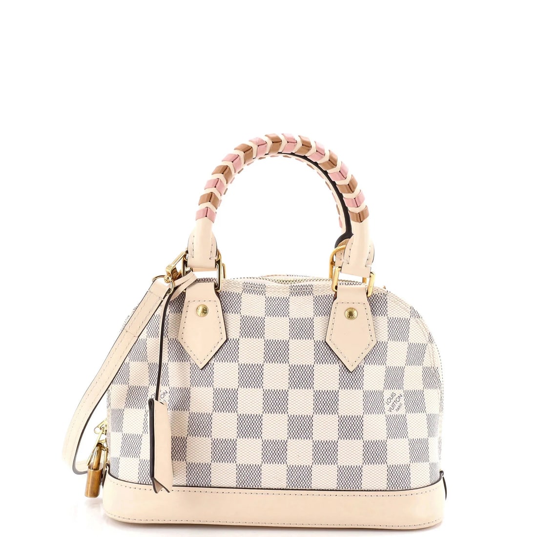Louis Vuitton Alma Handbag Damier with Braided Detail BB: Condition: Pre-owned - Good,Brand: Louis Vuitton,Exterior Material: Canvas Coated,Style: Shoulder Bags,Exterior Color: White,Department: Women,Size: Bb,Accessories: Lock, Dust Bag, Keys, Clochette, Wi