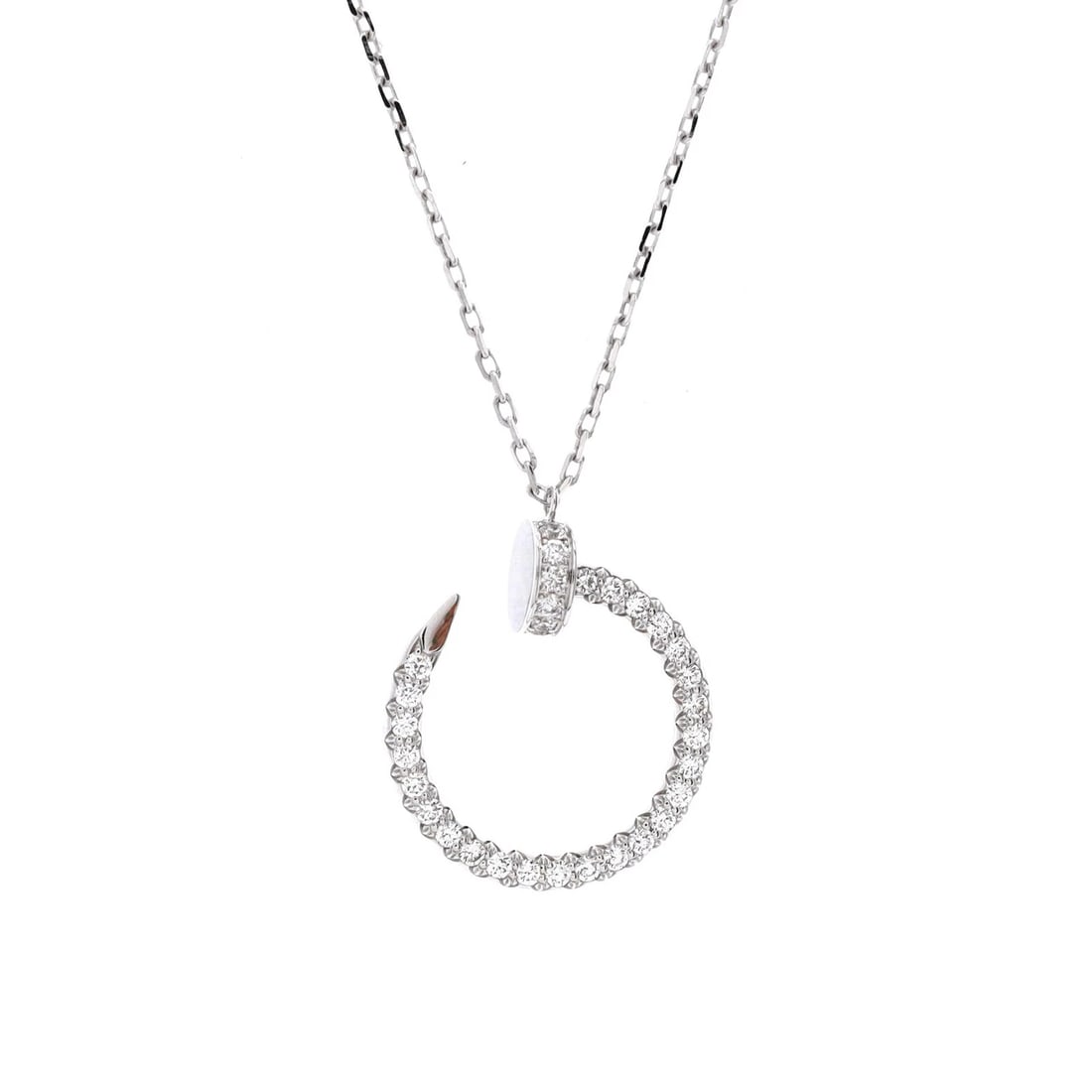 Cartier Juste un Clou Pendant Necklace 18K White Gold and Pave Diamonds: Condition: Pre-owned - Good,Brand: Cartier,Main Stone: Unknown,Metal: 18K White Gold,Metal Purity: 18K,Style: Pendant,Type: Necklace,Color: White Gold,Material: 18K White Gold, DiamondEstimated Retail