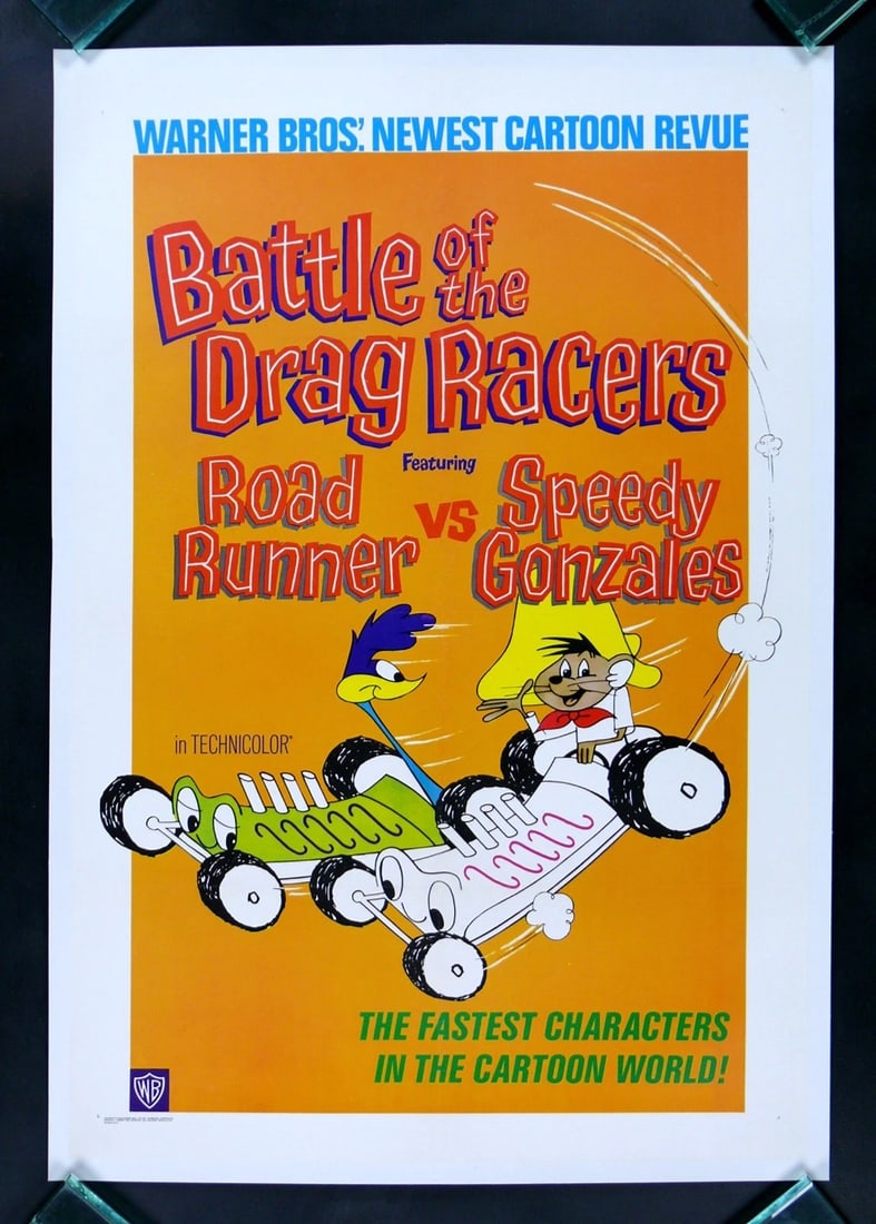 DRAG RACERS * CineMasterpieces MOVIE POSTER SPEEDY GONZALEZ ROAD RUNNER: Object Type: Poster,Original/Reproduction: Original,Industry: MoviesThis is a genuine 27" x 41" U.S. one sheet ORIGINAL MOVIE POSTER issued by the studio when the film was released and meant for theat