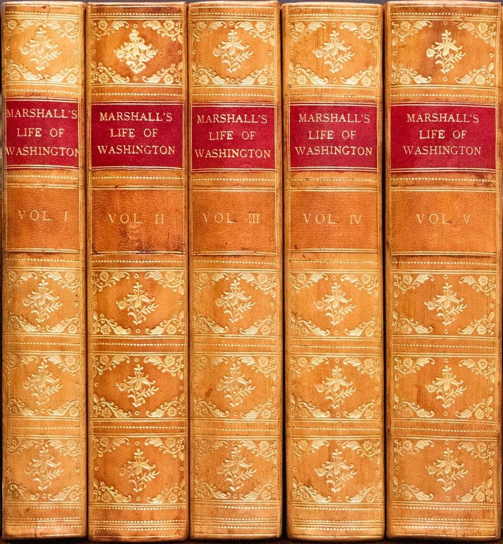 1804 The Life of George Washington by John Marshall First Edition Fine Leather: Philadelphia: C.P. Wayne, 1804. First Edition, Mixed Impressions.Marshall, John. The Life of George Washington.Philadelphia: C.P. Wayne, 1804–1807. First Edition, Mixed Impressions.A complete five-v