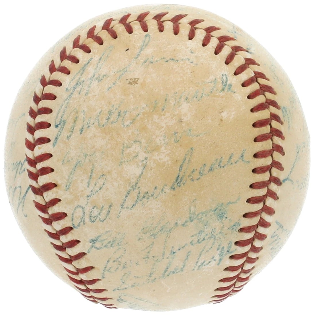 1953 All Star Game Team Signed Baseball Mickey Mantle Satchel Paige JSA COA: Twenty-eight individuals including National Baseball Hall of Famers Mickey Mantle, Satchel Paige, Minnie Minoso, Nellie Fox, George Kell, Phil Rizzuto, Larry Doby, Bob Lemon and fellow stars Allie Rey
