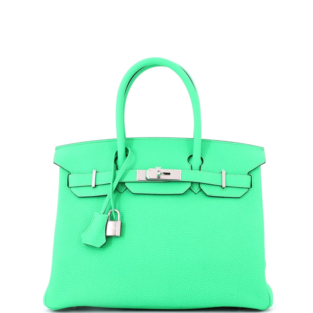 Hermes Birkin Handbag Green Togo with Palladium Hardware 30: Condition: Pre-owned - Excellent,Brand: Hermes,Exterior Material: Leather,Style: Totes,Exterior Color: Green,Department: Women,Size: 30,Accessories: Lock, Dust Bag, Keys, Clochette, BoxCondition: Exce