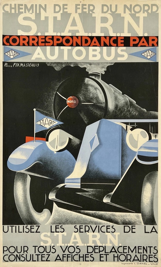 Original Vintage Poster STARN AUTOBUS Art Deco French Auto Railroad On Japan: Condition: Used,Artist: Pierre Fix-Masseau,Listed By: Dealer or Reseller,Type: Poster,Year of Production: 1929,Width (Inches): 24",Height (Inches): 39.4",Original/Reproduction: Original,Style: Art