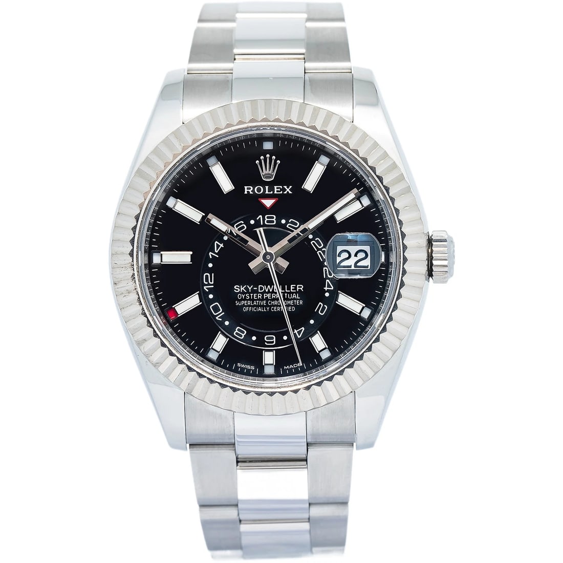 Rolex Sky-Dweller 326934 MINT 2018 Card SS Black Dial Automatic Men's Watch 42mm Papers: Condition: Pre-owned - Good: This item has been gently used but is in good condition. It might have a few signs of wear, like light scratches or tarnishing. ,Brand: Rolex,Type: Wristwatches,WARRANTY: