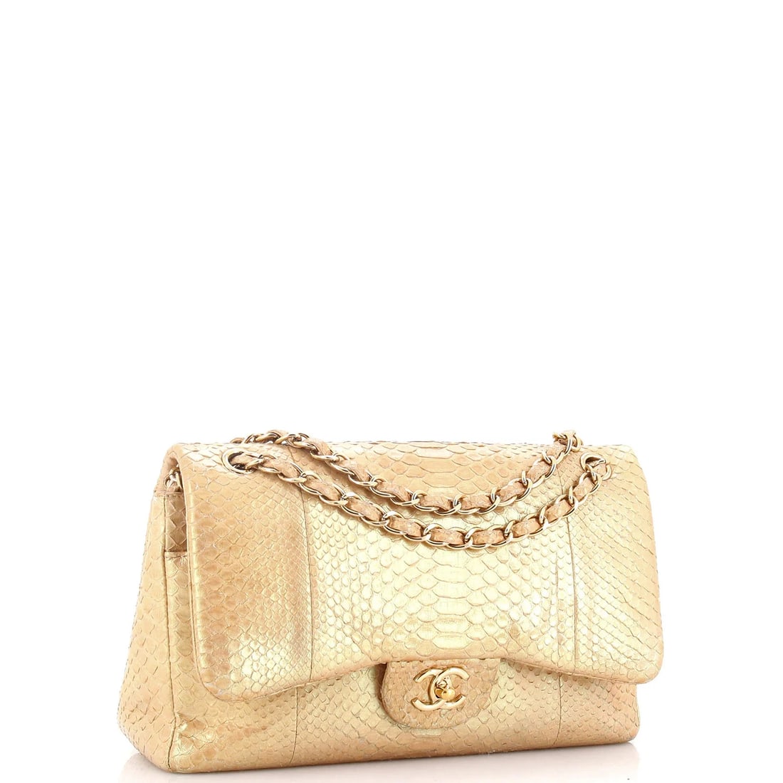 Chanel Classic Double Flap Bag Iridescent Python Jumbo - 2