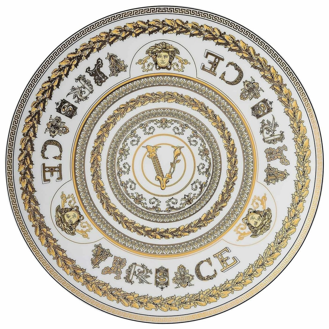 Versace Rosenthal Virtus Gala White Service Plate 33 cm (12.33") - Official: Condition: New: A brand-new, unused, unopened, undamaged item in its original packaging (where packaging is applicable). PMaterial: Porcelain,Brand: Versace Rosenthal,Type: Service Plate,Country of