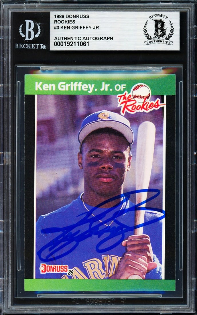 Ken Griffey Jr. Signed 1989 Donruss The Rookies Card 3 Seattle Mariners Beckett (1 of 2)
