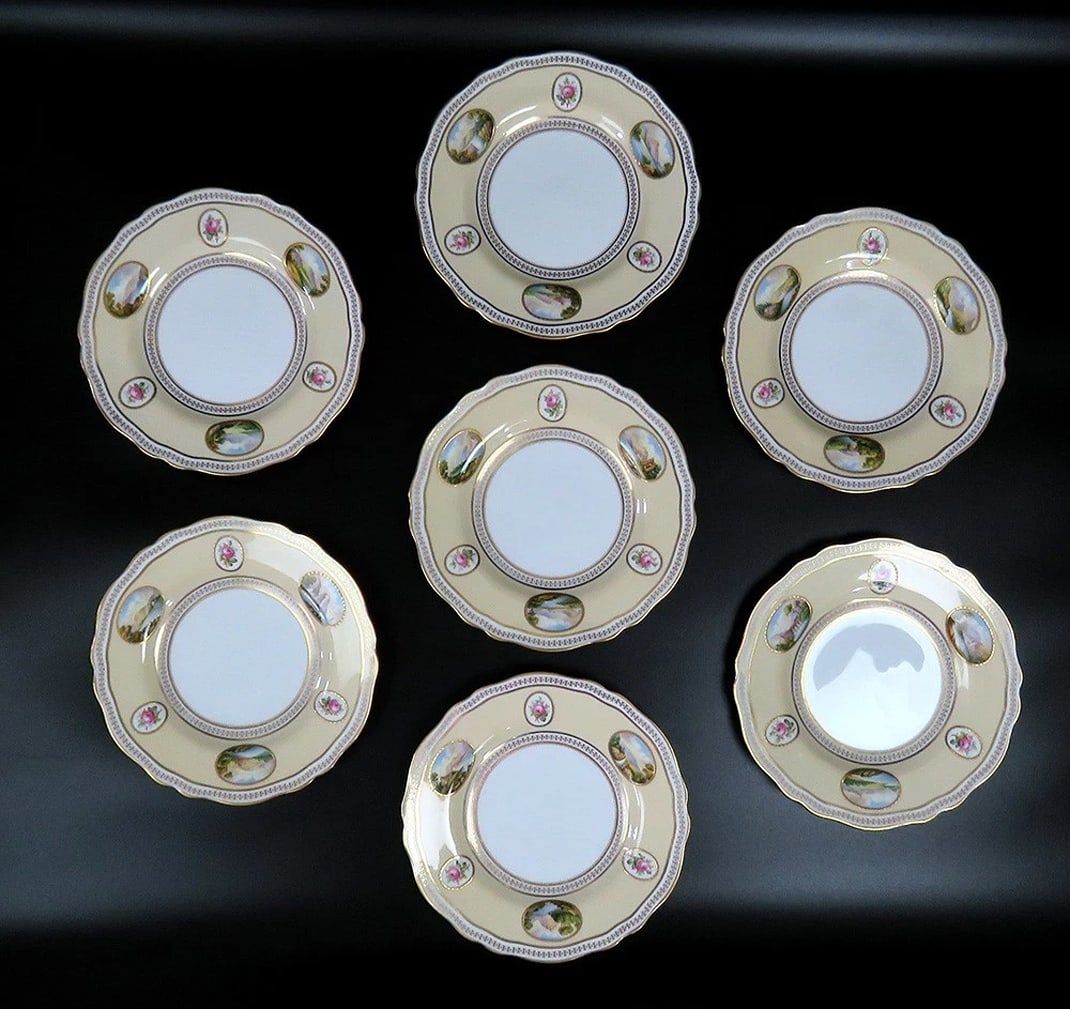 7 Antique 19th Century Spode Copeland England Porcelain Landscape Lunch Plates: Condition: Used: An item that has been used previously. The item may have some signs of cosmetic wear, but is fully operational and functions as intended. This item may be a floor model or store retur