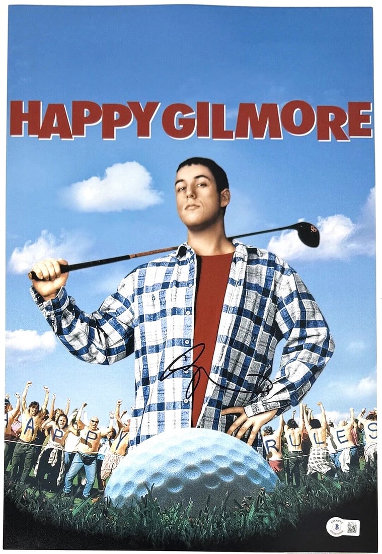 Adam Sandler Signed Autograph Happy Gilmore 12x18 Movie Poster Photo Beckett COA: Industry: Movies,Movie: Happy Gilmore,Signed by: Adam Sandler,Signed: Yes,Size: 12x18,Autograph Authentication: Beckett,Object Type: Poster,Original/Reproduction: Original,Country of Origin: United