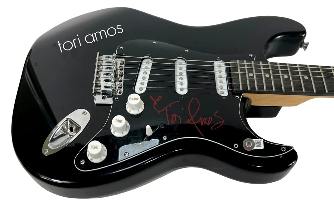 Tori Amos Signed Electric Guitar Autograph Singer Beckett COA: Industry: Music,Signed: Yes,Autograph Authentication: Beckett,Object Type: Guitar & Guitar Pick,Original/Reproduction: Original,Country of Origin: United States