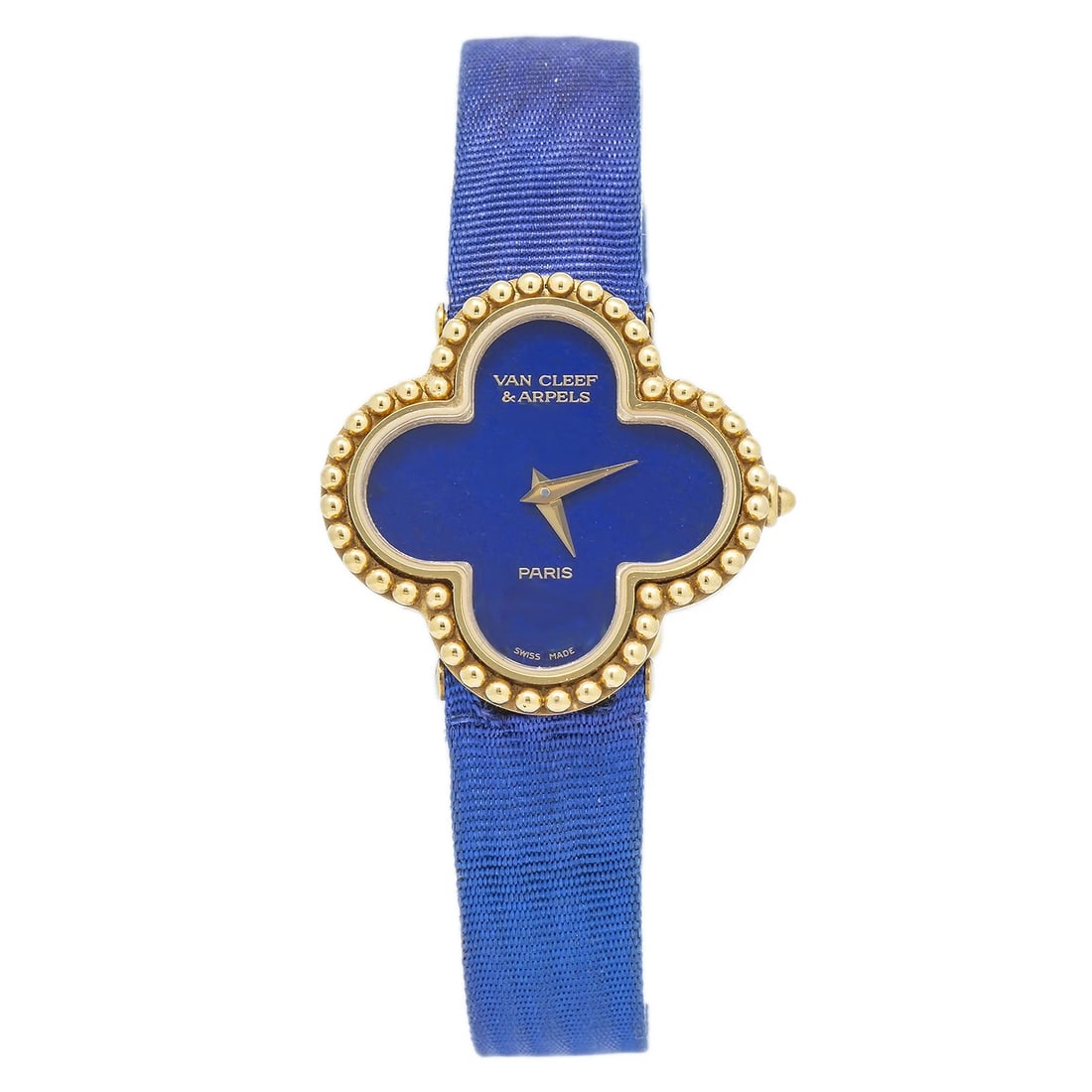 Van Cleef & Arpels Alhambra 18K Yellow Gold Lapis Lazuli Dial Quartz Ladies 26mm: Condition: Pre-owned - Good: This item has been gently used but is in good condition. It might have a few signs of wear, like light scratches or tarnishing. All imperfections should be shown and descr