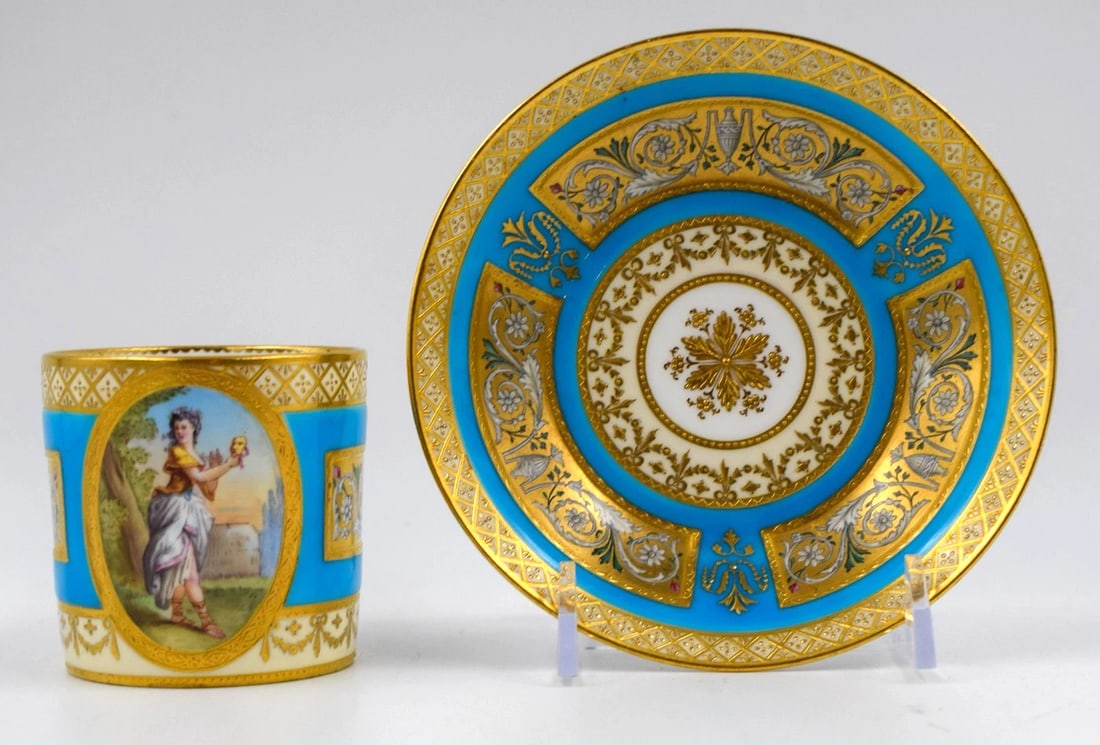 Minton England Museum Quality Hand Painted Raised Gold Turquoise Cup & Saucer: Condition: Used,Set Includes: Saucer,Backstamp: Painted,Brand: Minton,Origin: England,Type: Cup & Saucer,Care Instructions: Hand Wash Only,Color: Multicolor,Features: Decorated,Country of Origin: Unit