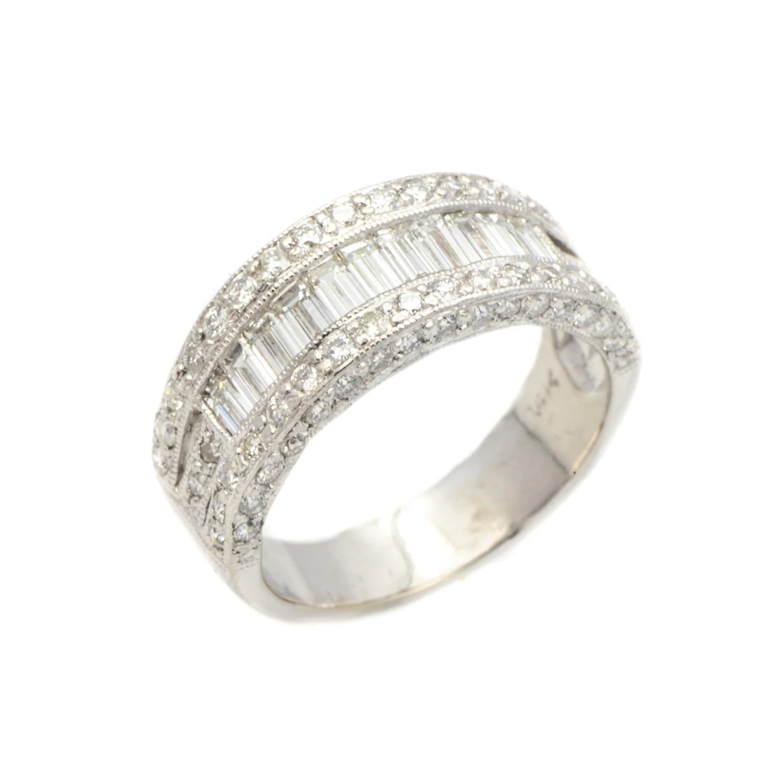 Ring 14K White Gold 1.53 CT Baguette Diamond G VS1 7.6 Grams Size 7.5 Women's (1 of 3)