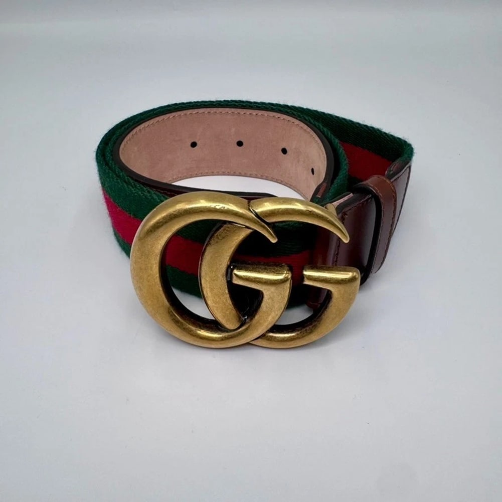 Gucci Nylon Calfskin Double G Web Belt 409416 85/34 (1 of 12)