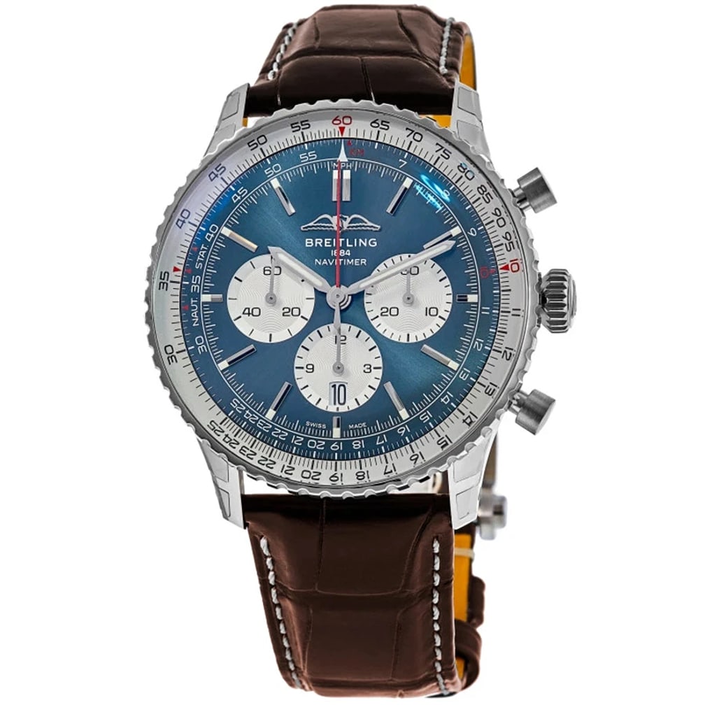 New Breitling Navitimer B01 Chronograph 46 Automatic Men's Watch AB0137211C1P1: Breitling Navitimer B01 Chronograph 46 Automatic Men's Watch CaseCase MaterialStainless SteelCase DescriptionBrushed and Polished Stainless SteelCase FinishBrushed and PolishedCase ShapeRoundCase