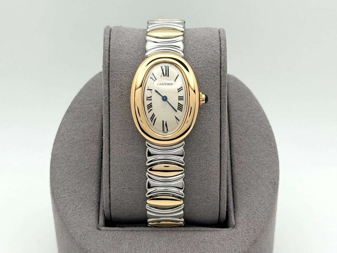 Cartier Baignoire Ladies 8057910 22mm White Dial 18K Yellow Gold Steel (1 of 13)