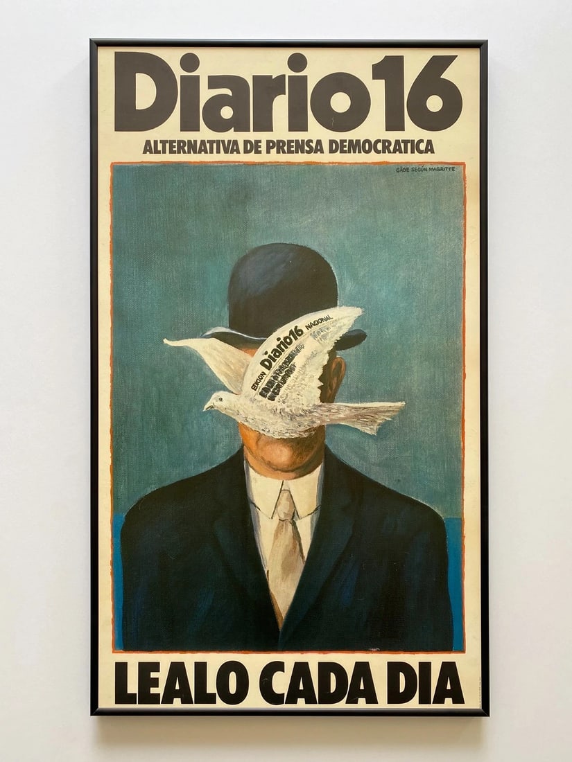 " DIARIO 16 " RARE 1979 LITHOGRAPH PRINT FRAMED SPAIN DEMOCRACY POLITICAL POSTER: Condition: Used,Artist: Rene Magritte, Reinhard Gade,Unit of Sale: Single-Piece Work,Size: Medium,Signed: No,Title: " Gade Segun Magritte ",Material: Paper,Framing: Framed,Original/Licensed Reprint: