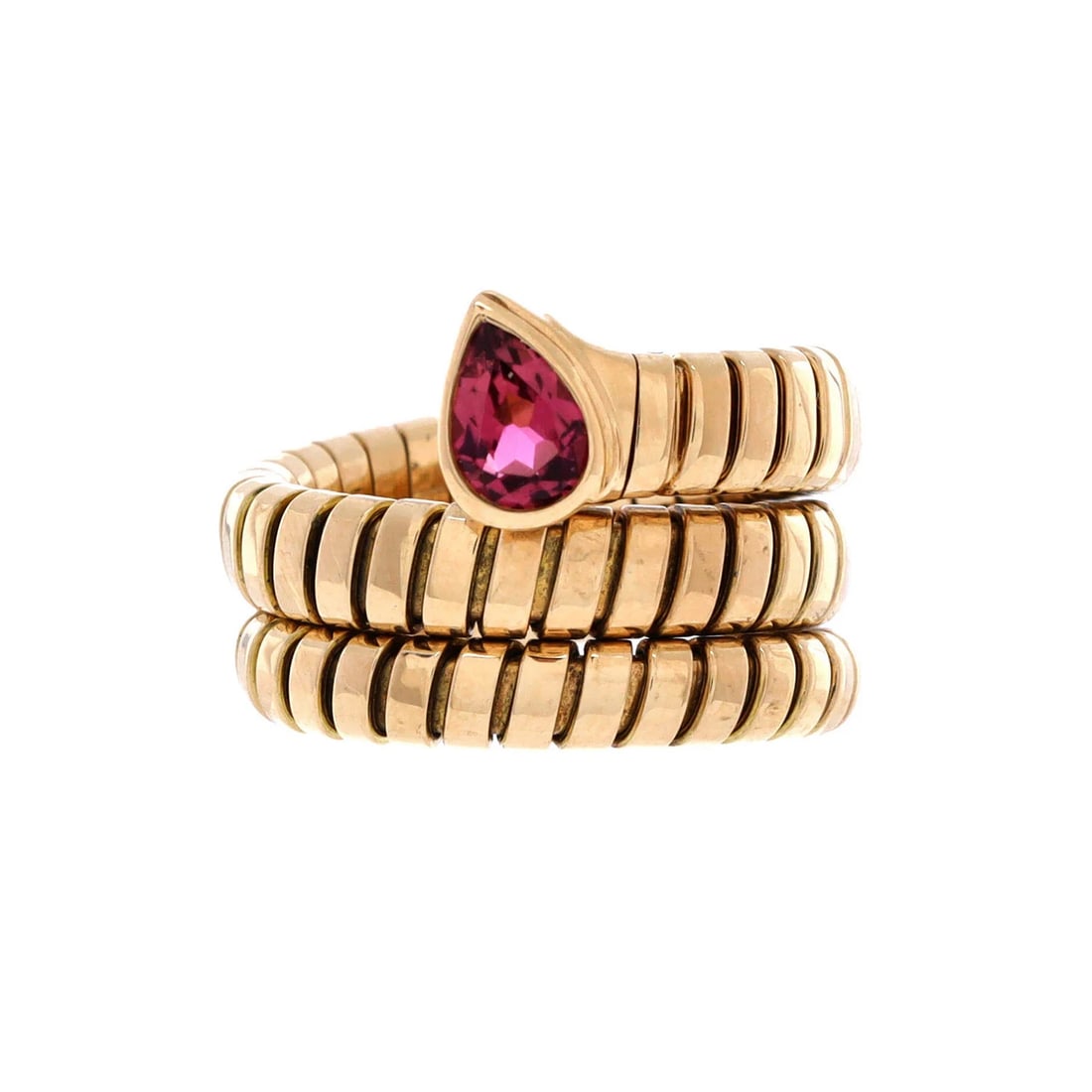 Bvlgari Serpenti Tubogas Double Wrap Ring 18K Yellow Gold with Tourmaline (1 of 3)
