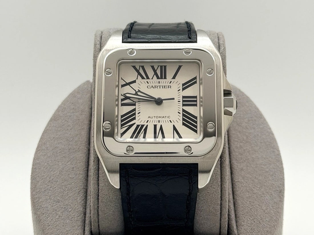 Cartier Santos 100 2656 Silver Roman Numeral Dial Stainless Steel Automatic (1 of 10)