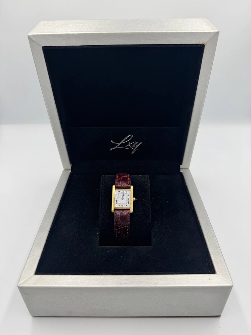 Cartier 18k Yellow Gold Small Tank Watch ref.7806: Condition: Pre-owned - Good,Bezel Color: Gold,Indices: Roman Numerals,Band/Strap: Two-Piece Strap,Case Color: Gold,Department: Unisex Adults,Caseback: Solid,Lug Width: 17 mm,Bezel Type: Smooth,Watch