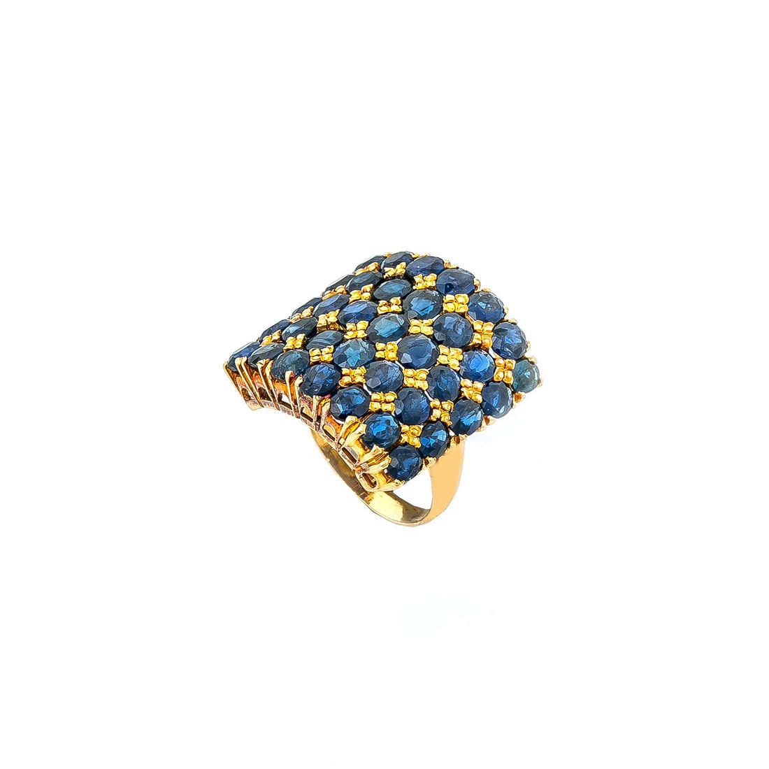 Vintage 14K Yellow Gold Five Rows Genuine Sapphire Ring 8 Grams Ring Size 3.5: Condition: Pre-owned - Good,Main Stone Color: Yellow,Metal: Yellow Gold,Material: Gemstone,Main Stone: Sapphire,Main Stone Creation: Natural,Ring Size: 3.5,Secondary Stone: Sapphire,Brand: Unbranded,M