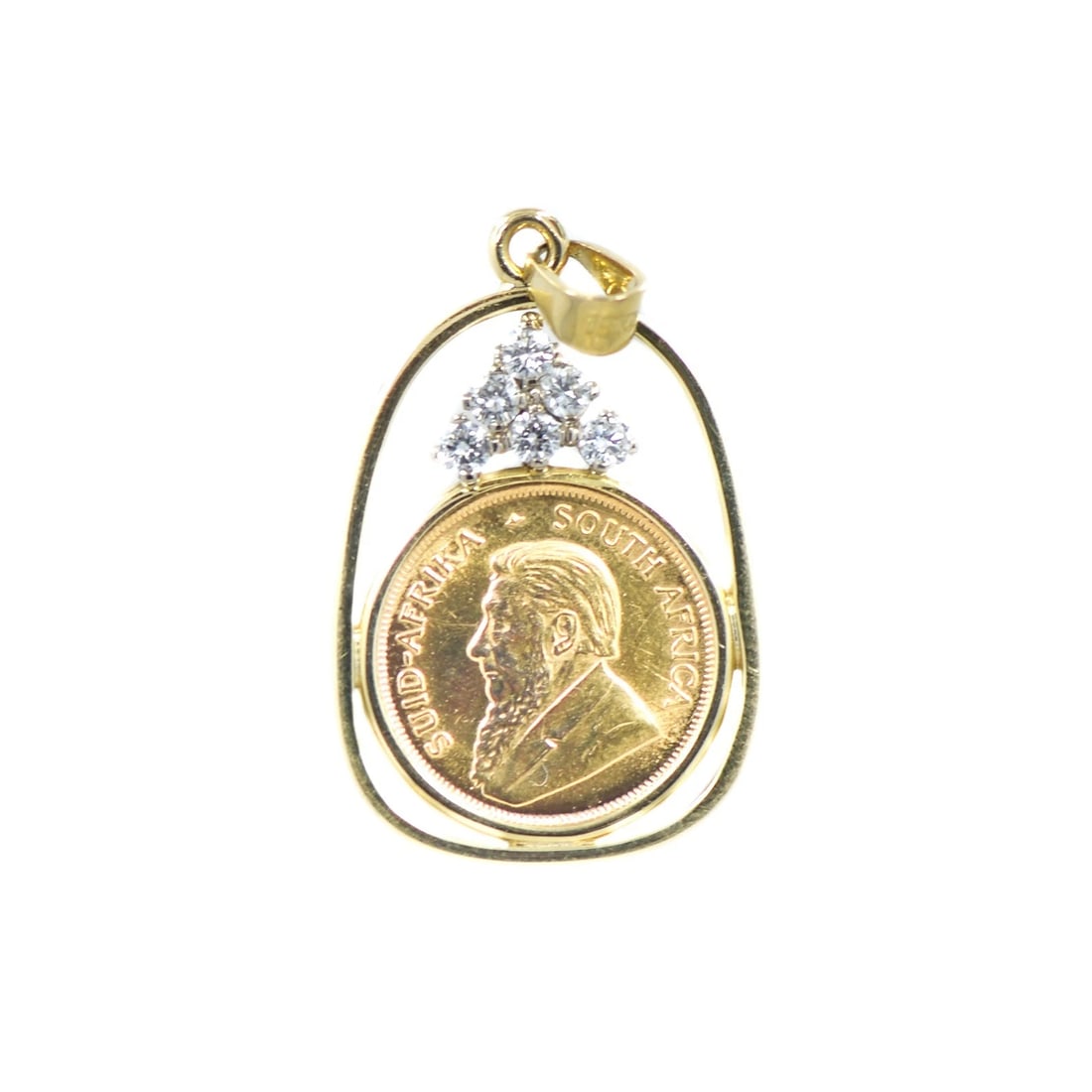 South African Fire Gold Pendant 18K Frame 1984 6.5 Grams 1/10 OZ Krugerraid (1 of 2)