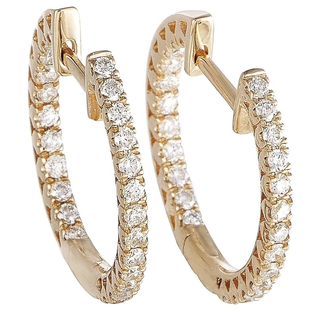 14K Yellow Gold 0.66ct Diamond Inside-Out Hoop Earrings: Condition: New with packaging: This item is brand new and has never been worn. It still has the original packaging. ,Brand: LB Exclusive,Main Stone: See Description,Metal: 14K Yellow Gold,Metal