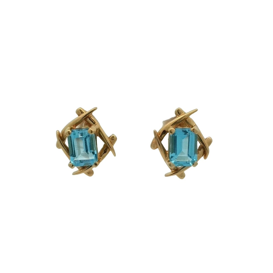 Aquamarine Stud Earrings In 14K Yellow Gold (1 of 5)