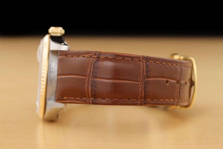 ROLEX MENS DATEJUST 16233 18K GOLD STEEL GREEN DIAL WATCH w/ BROWN LEATHER BAND - 5