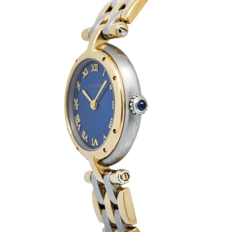 Cartier PanthÃƒÂ¨re Vendome Louis W25030B8 YG Two Tone Blue Dial Quartz Lady's 2 - 3