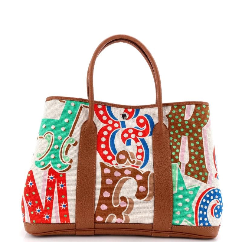 Hermes Electrique Garden Party Tote Printed Toile and Leather 36 (1 of 6)