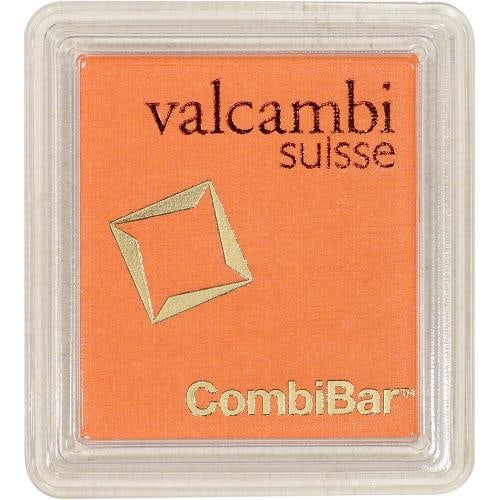 Valcambi Suisse 20x1 Gram Gold CombiBar (0.64 oz) with Assay Card: Country of Origin: Switzerland,Certification: Uncertified,Coin: Valcambi,Strike Type: Business,Brand/Mint: Valcambi,Fineness: 999.9,Composition: Gold,Circulated/Uncirculated: Uncirculated,Denomination