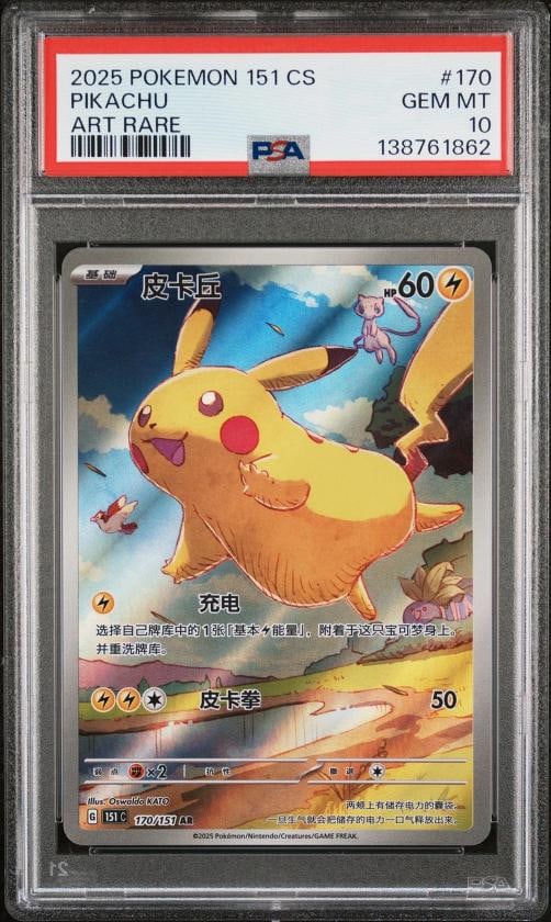 2025 POKEMON SIMPLIFIED CHINESE 151 C-COLL 151 ART RARE #170 PIKACHU PSA 10 (1 of 2)