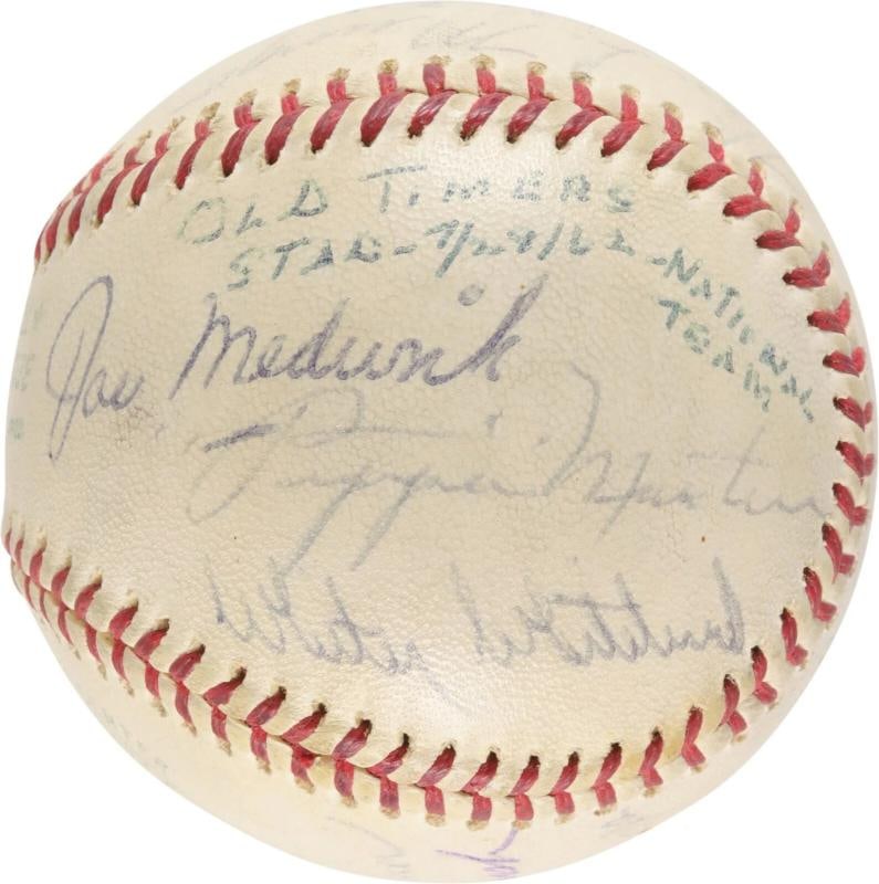 Jackie Robinson Paul Waner 1962 Old Timers Day HOF Multi Signed Baseball PSA DNA - 3