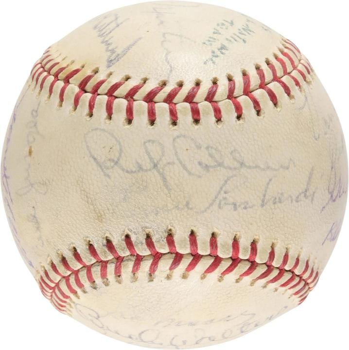 Jackie Robinson Paul Waner 1962 Old Timers Day HOF Multi Signed Baseball PSA DNA - 6