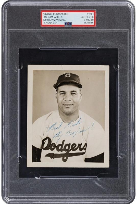 Roy Campanella Signed Original Type 1 Photo Used For 1950 Bowman Card PSA DNA (1 of 6)