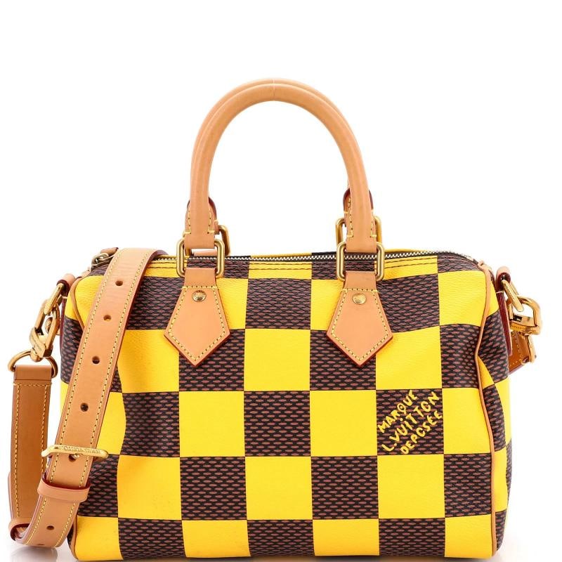 Louis Vuitton Speedy Bandouliere Bag Damier Pop 25: Condition: Pre-owned - Good,Brand: Louis Vuitton,Exterior Material: Canvas Coated,Style: Top Handle,Exterior Color: Yellow,Department: Women,Size: 25,Accessories: With Strap Condition: Very good.