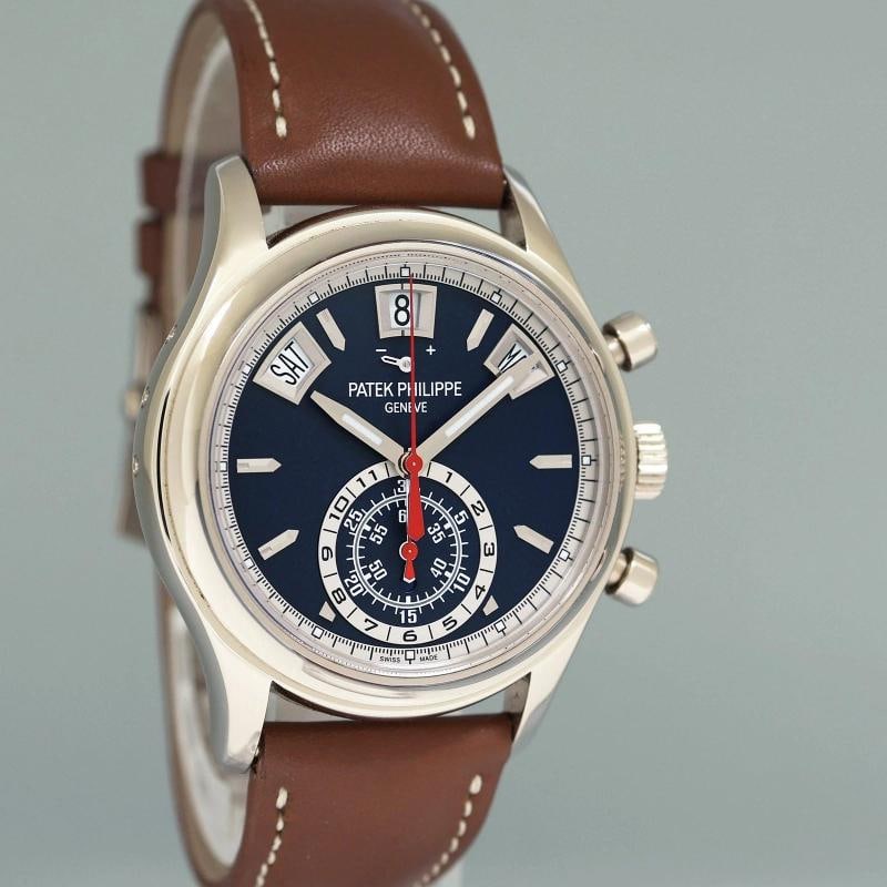 2018 PAPERS MINT Patek Philippe 5960G White Gold Chrono Blue Calendar 40.5mm - 3