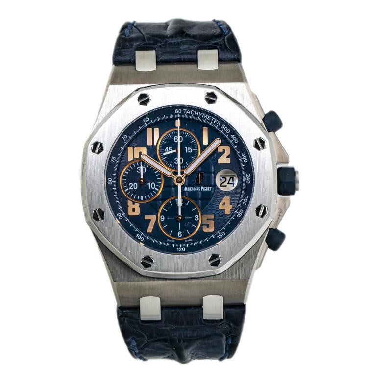 Audemars Piguet Royal Oak 26365IS Pride of Argentina Blue Dial 42mm Box&Paper: Case Size 42mm Wrist Fit 7.5inches Box Yes Papers Yes Condition Ã¢â‚¬â€ Used - Good Full Specifications Brand Audemars Piguet Model Royal Oak Customized