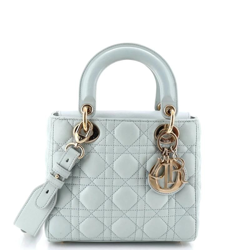 Christian Dior My ABCDior Lady Dior Bag Cannage Quilt Lambskin: Accessories: Pins, With Strap Measurements: Handle Drop 3.5", Height 6.5", Width 8.5", Depth 3", Strap Drop 21". Condition: Pre-owned - Fair,Brand: Christian Dior,Exterior Material: Leather,Style: